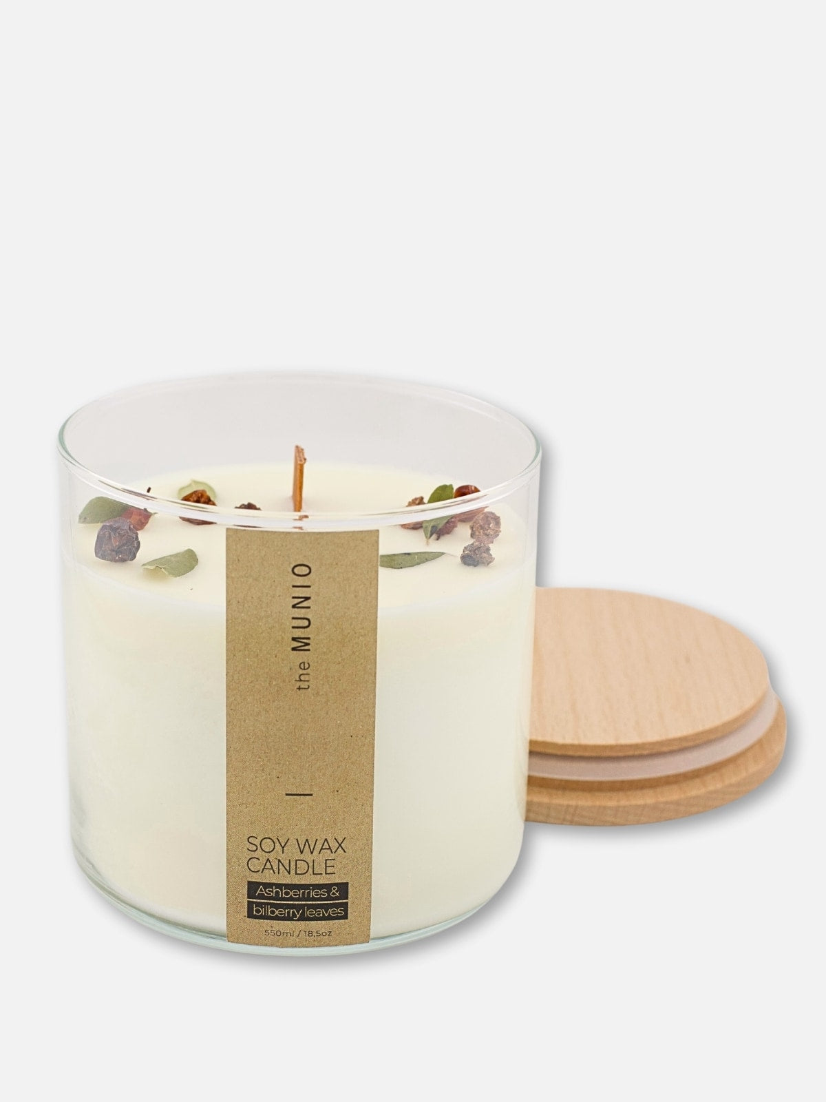 Candela alle Bacche di Sorbo e Foglie di Mirtillo in Vetro Votivo - IOrganic
