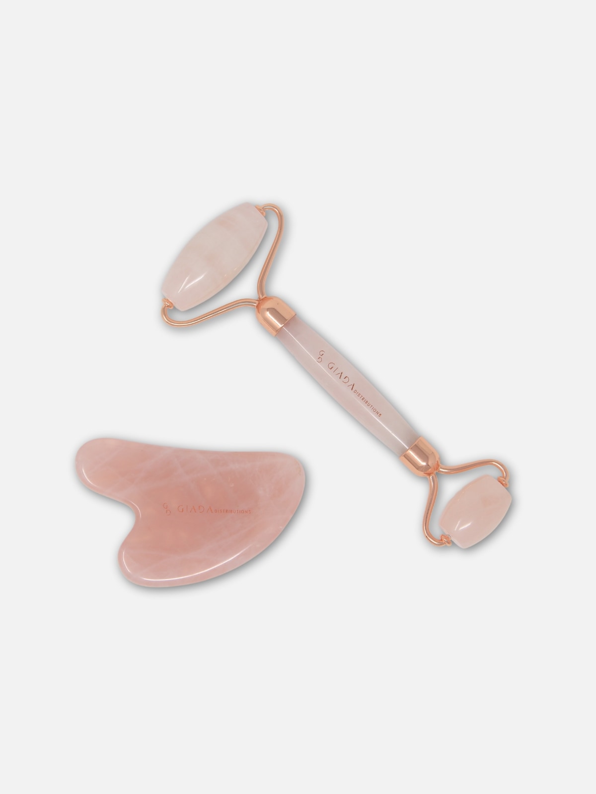 Set Gua Sha e Roller in Quarzo Rosa - IOrganic
