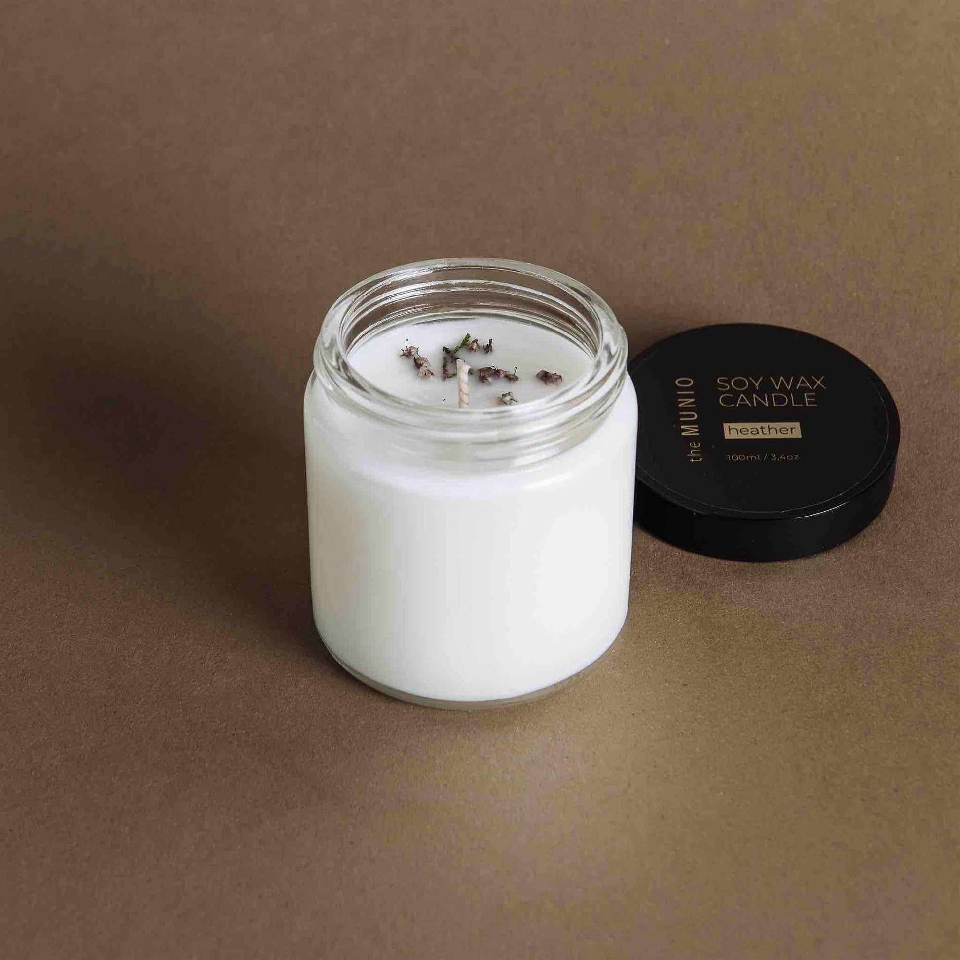Mini Candela ai Fiori di Erica in Vetro Votivo - IOrganic