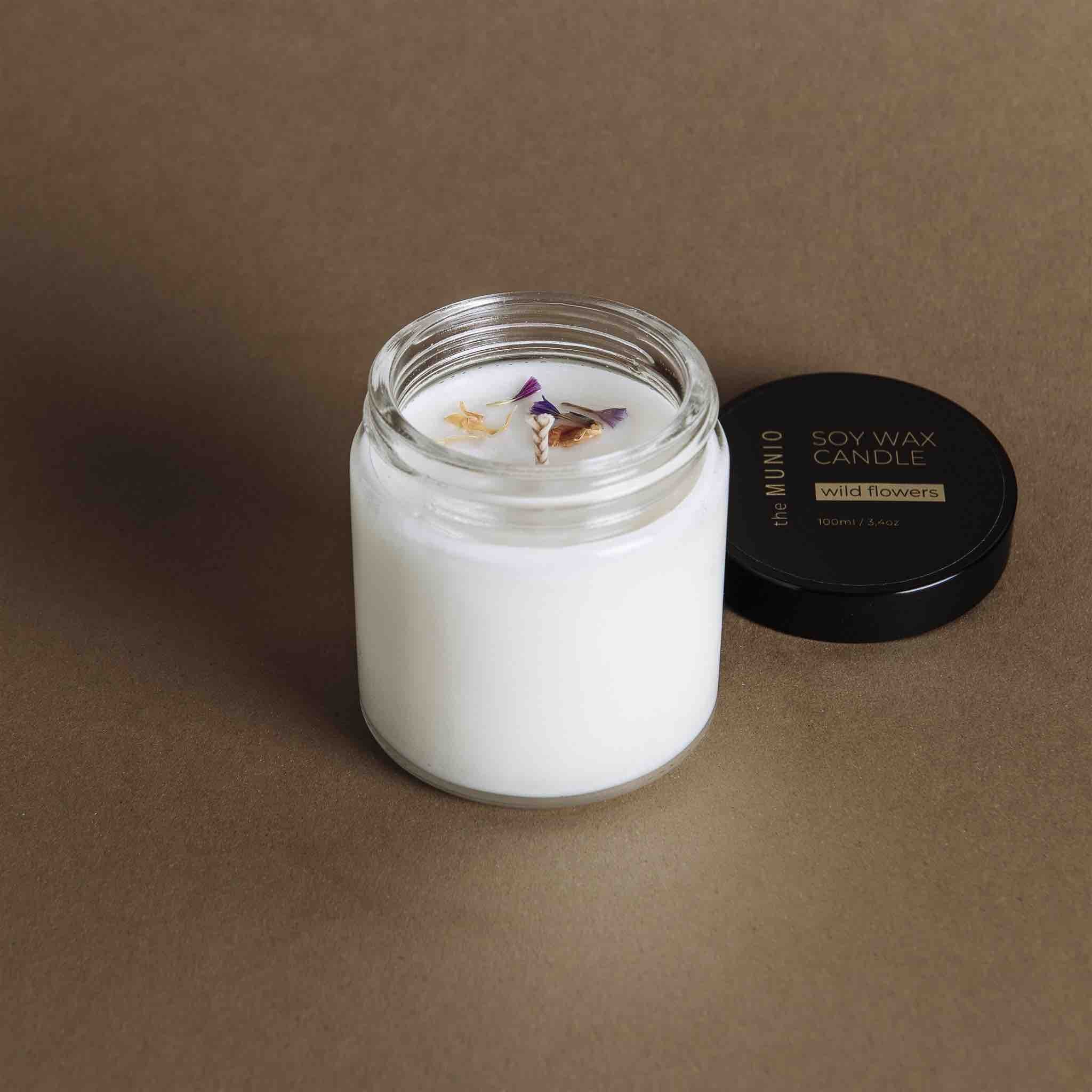 Mini Candela ai Fiori Selvatici in Vetro Votivo - IOrganic