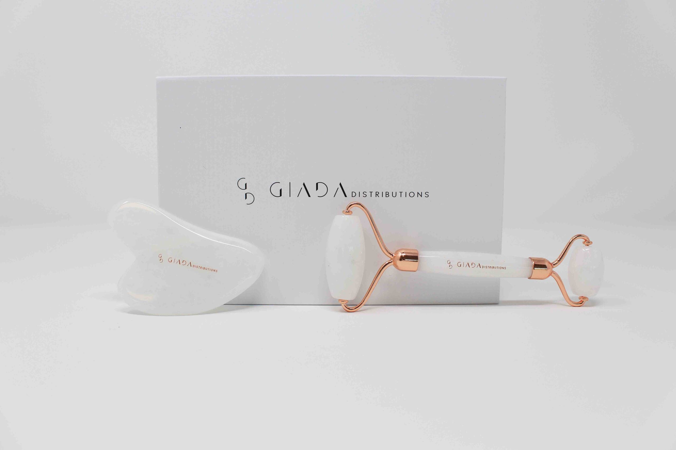 Set Gua Sha e Roller in Giada Bianca - IOrganic