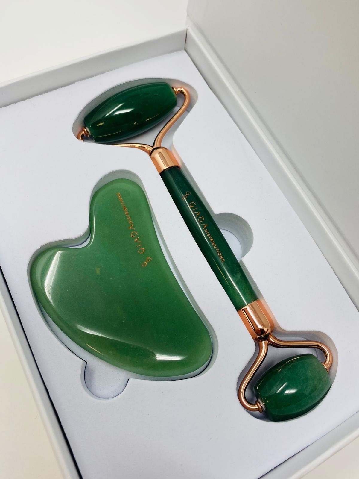 Set Gua Sha e Roller in Giada Verde - IOrganic