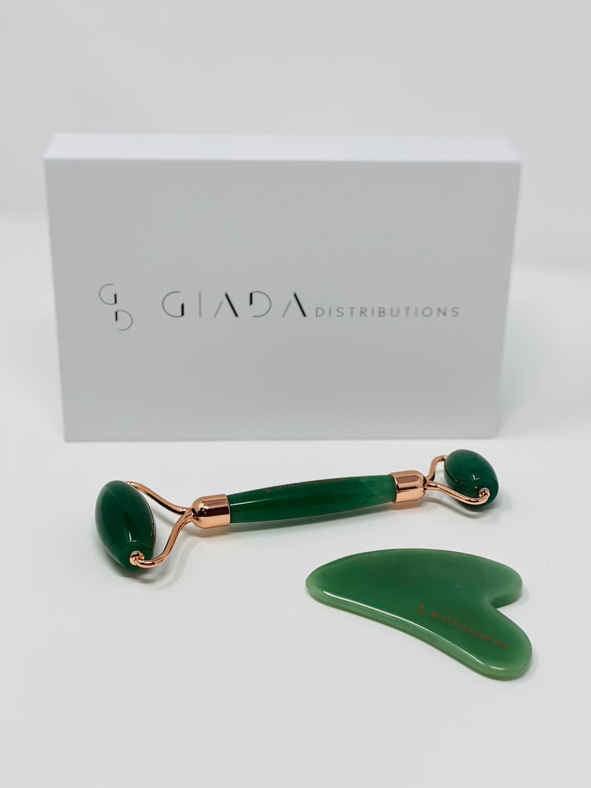 Set Gua Sha e Roller in Giada Verde - IOrganic